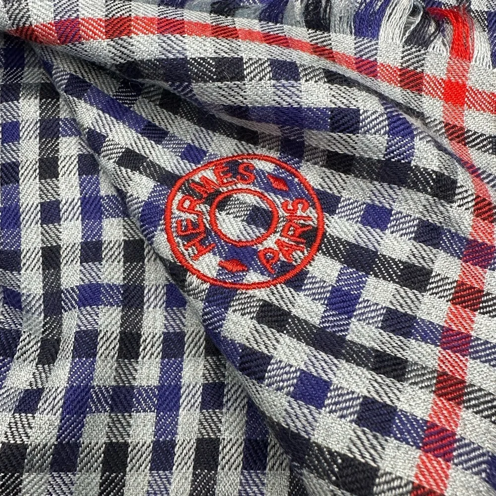 Hermes Monogrammed Silk Cashmere Scarf